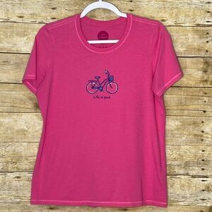 LIFE IS GOOD PINK COTTON CASUAL CLASSIC EVERYDAY CREWNECK T-SHIRT SIZE MEDIUM
